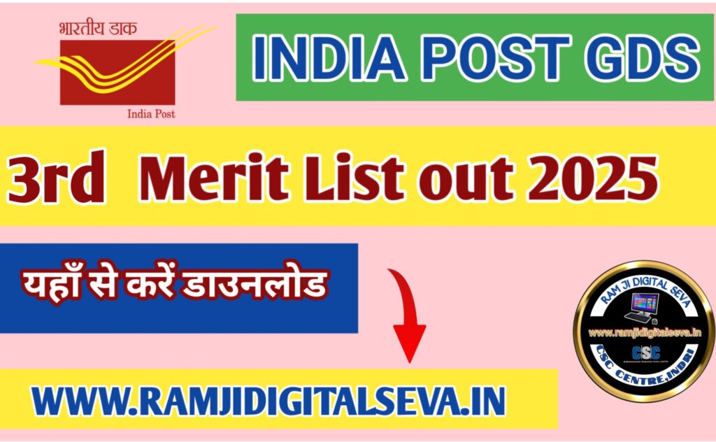 INDIA POST GDS 3rd Merit list out 2025