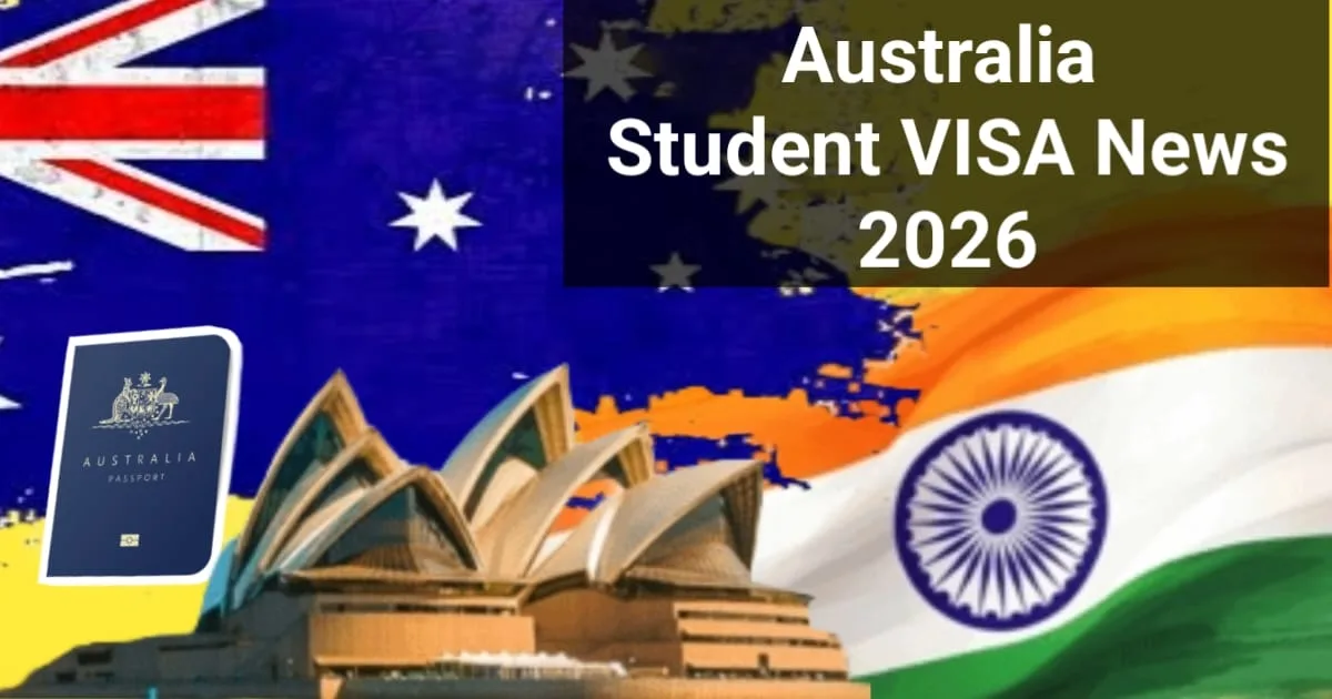 Australia Student Visa News 2026: ऑस्ट्रेलिया ने भारत को उच्च जोखिम वाले देशों की सूची (AL3) में डाला, फीचर्ड इमेज में ऑस्ट्रेलिया और भारत के झंडे, सिडनी ओपेरा हाउस और स्टूडेंट थीम दिखाई गई है।