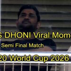 MS Dhoni entry during World Cup 2026 semi final match as fans react in stadium
